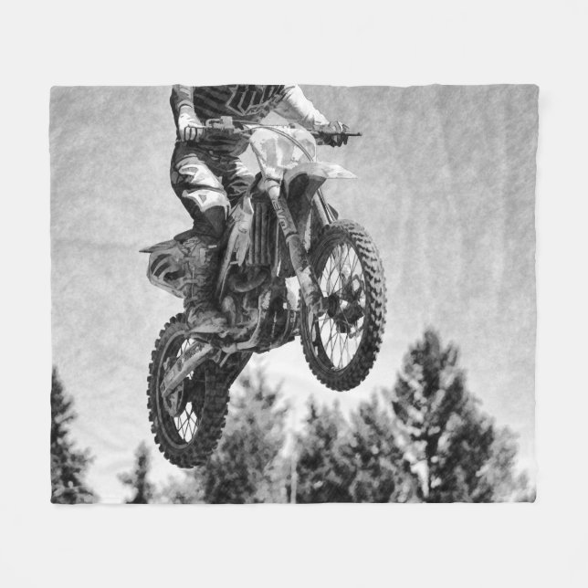 Got Some Air! - Motocross Racer Fleece Blanket (Front (Horizontal))