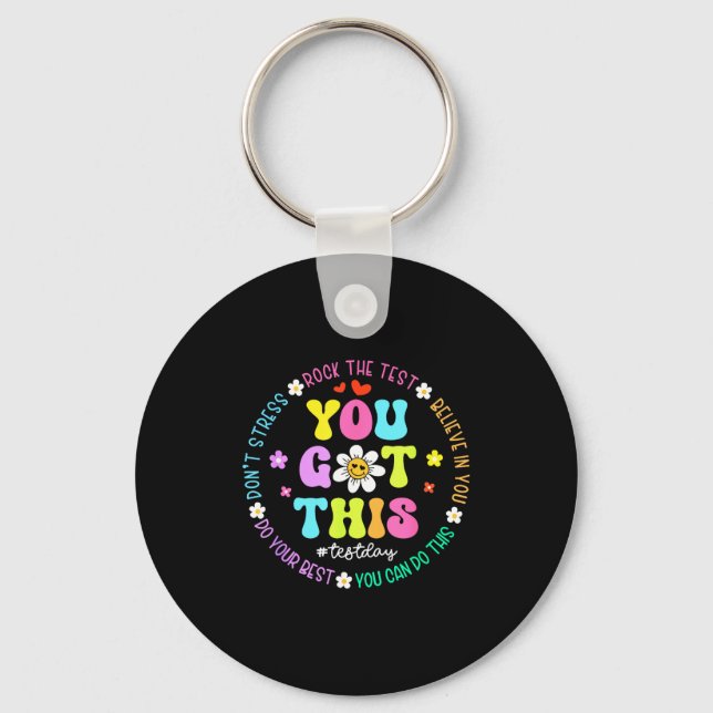 Got this don't stress rock the test test day keychain (Front)