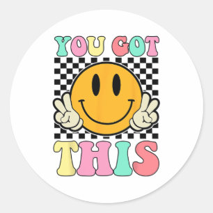 Got This Retro Smile Motivational Testing Day Teac Classic Round Sticker