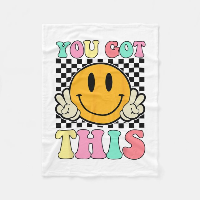 Got This Retro Smile Motivational Testing Day Teac Fleece Blanket (Front)