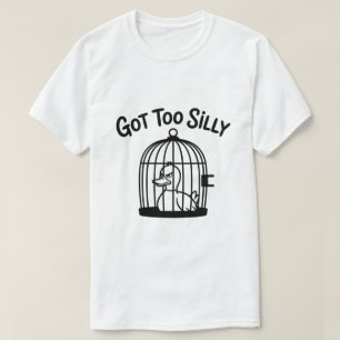 Got Too Silly Distressed Duck in Cage Humour T-Shirt