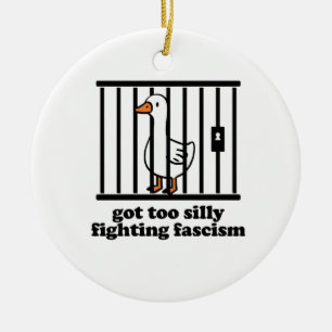 Got Too Silly Fighting Facism No King USA Ceramic Ornament