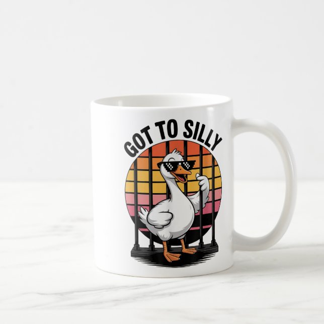 Got Too Silly Funny Goose Retro Sungles Jail Bird  Coffee Mug (Right)