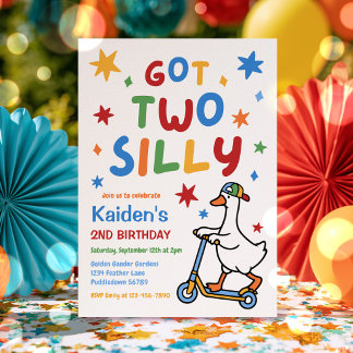 Got Two Silly Goose Boy 2nd Birthday Party  Invitation