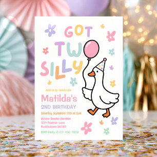 Got Two Silly Goose Girl 2nd Birthday Party  Invitation
