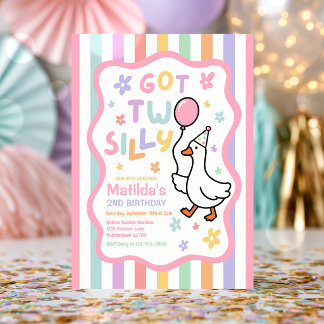 Got Two Silly Goose Girl 2nd Birthday Party  Invitation