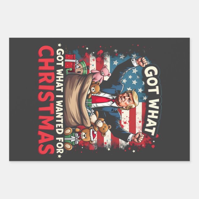 Got What I Wanted For Christmas Trump Santa Wrapping Paper Sheet (Front)