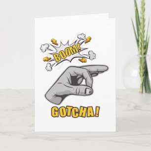 Gotcha Finger Hole Hand Meme Joke Prank Card