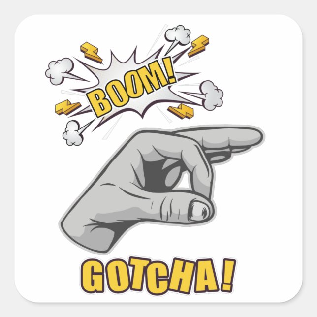 Gotcha Finger Hole Hand Meme Joke Prank Square Sticker (Front)