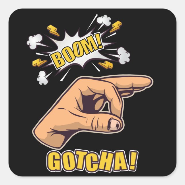 Gotcha Finger Hole Hand Meme Square Sticker (Front)