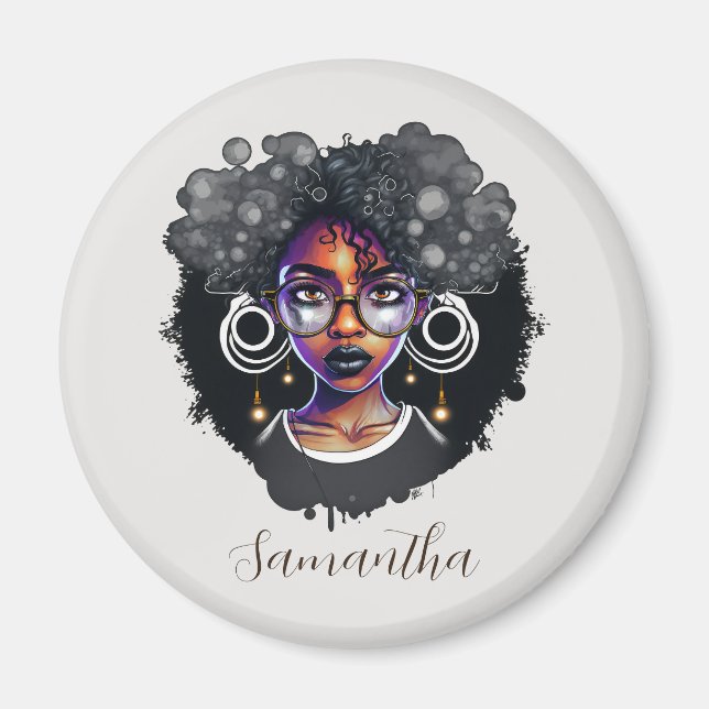Goth Afro Woman Magnet (Front)
