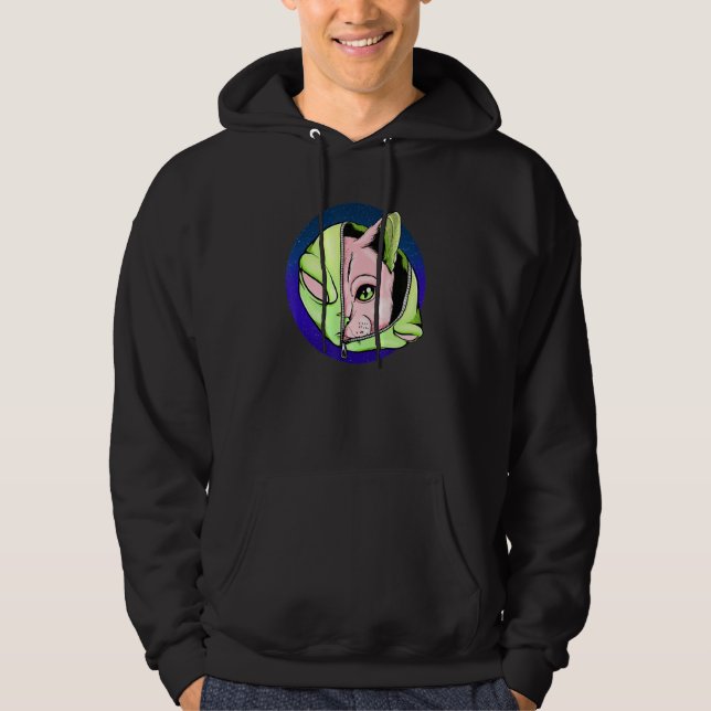 Goth Alien Cat Shapeshifter Vaporwave Hoodie (Front)