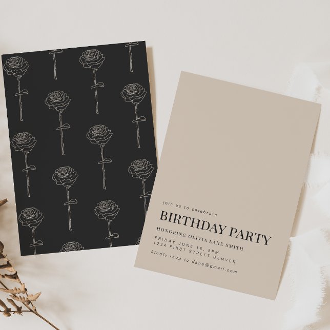 Goth Alternative Birthday Party Invite with Roses (Creator Uploaded)