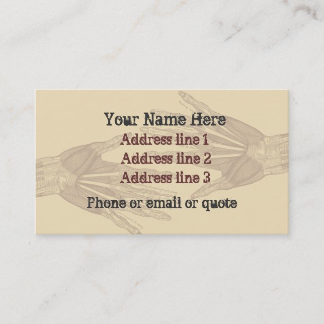 Goth Anatomy Mains Carte de visite Tan 2 (Devant)
