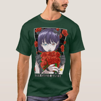 Goth Anime Girl Gothic Roses Aesthetic Japanese Va T-Shirt