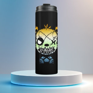 Goth AroAce Agender Pride Flag Coloured Bear Thermal Tumbler