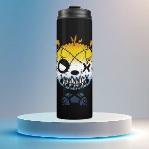 Goth AroAce Pride Flag Coloured Bear Thermal Tumbler