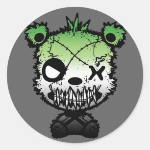 Goth Aromantic Pride Flag Coloured Bear Classic Round Sticker