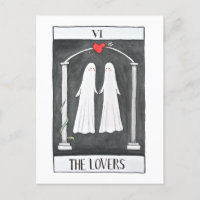 Goth Art Tarot Lovers Cute Ghost couple Graphic