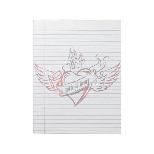 Goth at Heart Tattoo Art Lined Notepad (Rotated)