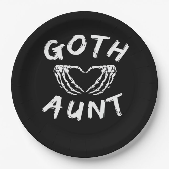 Goth Aunt Funny Emo Auntie Punk Cute Skeleton Hand Paper Plate (Front)