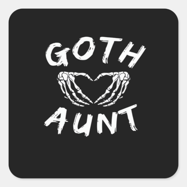 Goth Aunt Funny Emo Auntie Punk Cute Skeleton Hand Square Sticker (Front)