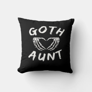 Goth Aunt Funny Emo Auntie Punk Cute Skeleton Hand Throw Pillow