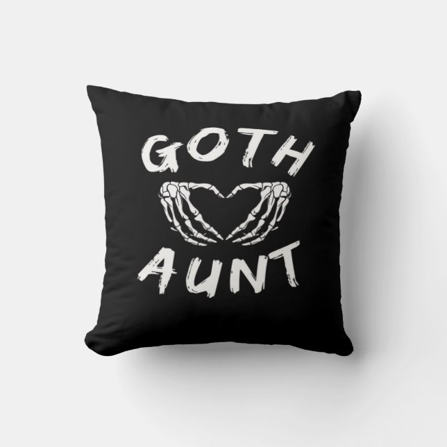 Goth Aunt Funny Emo Auntie Punk Cute Skeleton Hand Throw Pillow (Front)