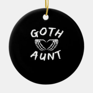 Goth Aunt Punk Skeleton Heart Hands Gothic Design Ceramic Ornament