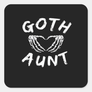 Goth Aunt Punk Skeleton Heart Hands Gothic Design Square Sticker