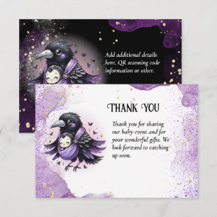 Goth Baby Boy Girl Shower Purple Black Thank You Card