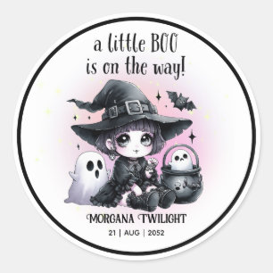 Goth Baby Girl Ghost Little Boo on the Way Classic Round Sticker