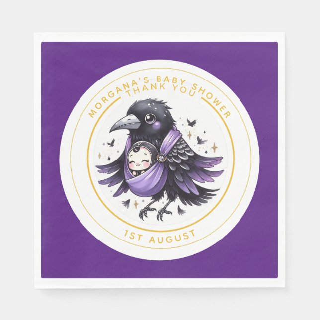 Goth Baby Girl Shower Bat Vampire Partyware Napkin (Front)