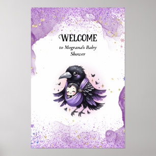 Goth Baby shower Affiche de bienvenue Corbeau pour