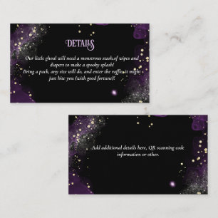 Goth Baby Shower Purple Black Diaper Raffle Enclosure Card