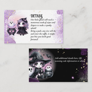 Goth Baby Witch Shower Purple Black Diaper Raffle Enclosure Card