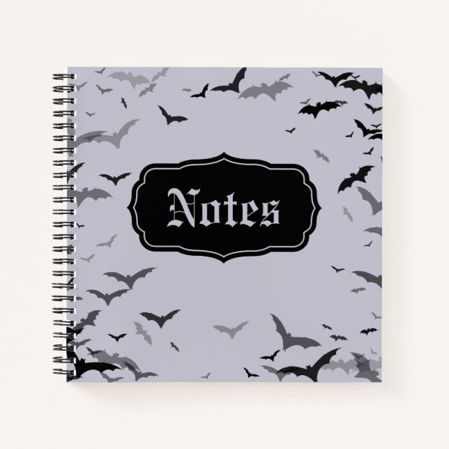 Goth Bats Lavender and Black Notebook  (Front)