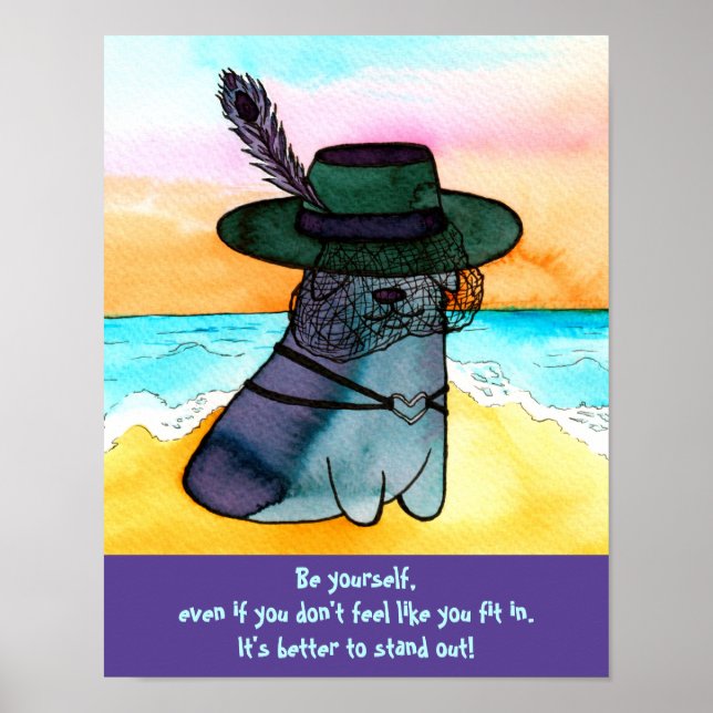 Goth Beach Corgi "Be Yourself" Poster (Front)
