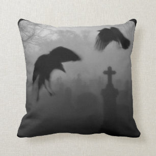 Goth Birds Throw Pillow
