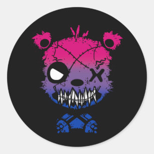Goth Bisexual Pride Flag Coloured Bear Classic Round Sticker