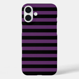 Goth Black and Purple Stripes iPhone 16 Plus Case