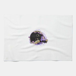 Goth Black Cat Shirt Halloween Cat Evil Witch Cat  Kitchen Towel