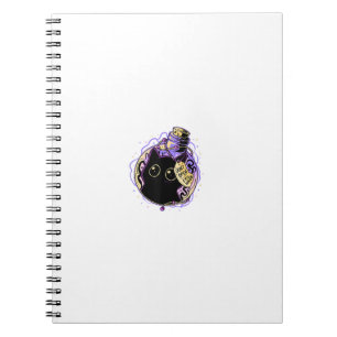 Goth Black Cat Shirt Halloween Cat Evil Witch Cat  Notebook