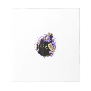 Goth Black Cat Shirt Halloween Cat Evil Witch Cat  Notepad