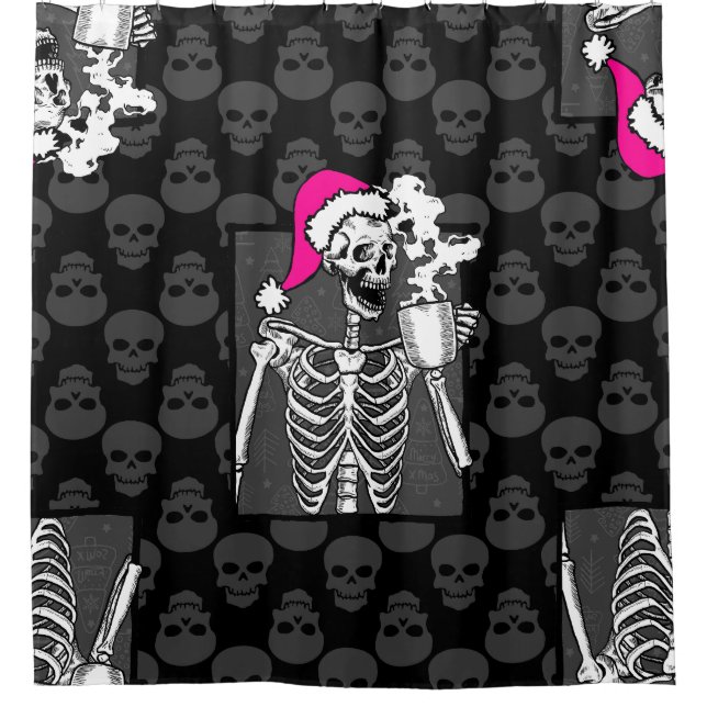 goth black christmas skull coffee skeleton pink (Front)