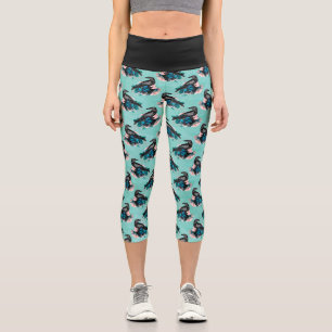 Goth Black Crow Bouquet Capri Leggings