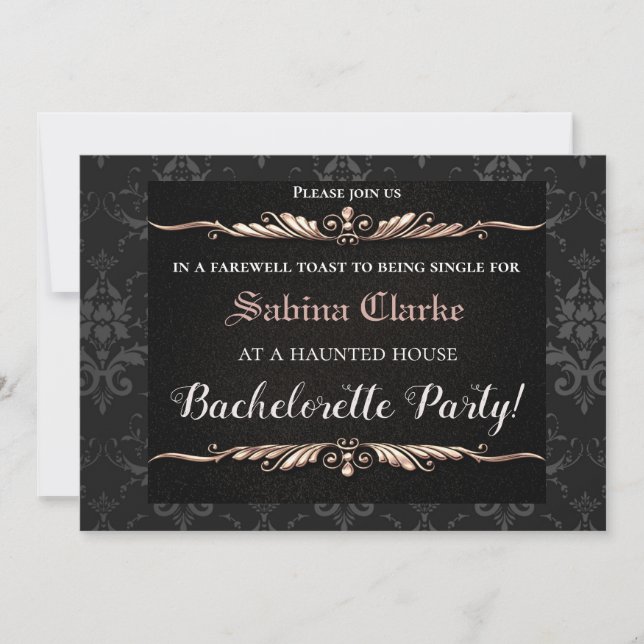 Goth Black & Gold Chic Bachelorette Invitation (Devant)