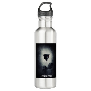 Goth Black Rose Dripping Blood Macabre 710 Ml Water Bottle