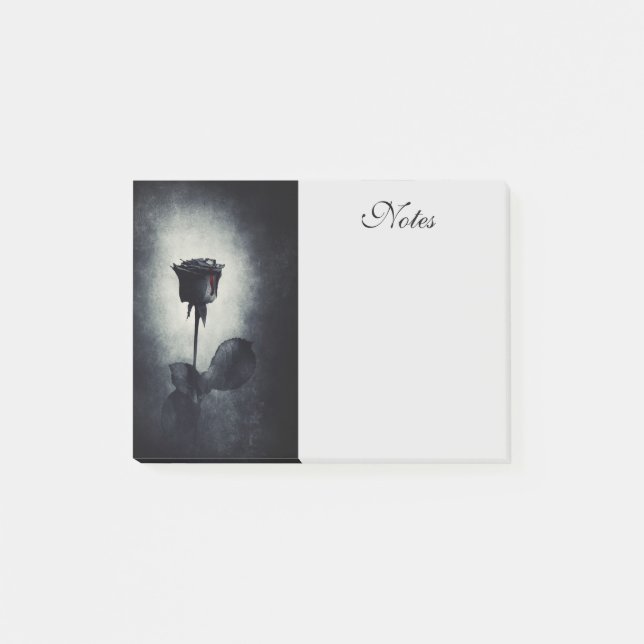 Goth Black Rose Dripping Blood Macabre Post-it Notes (Front)