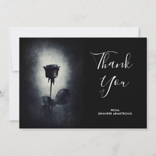 Goth Black Rose Dripping Blood Macabre Thank You